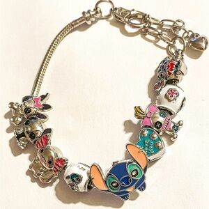 Stitch Themed Silver Charm Bracelet